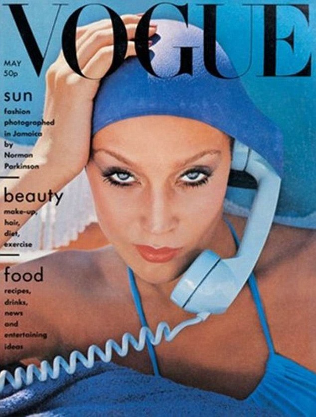 Image of Vogue publication with Jerry Hall