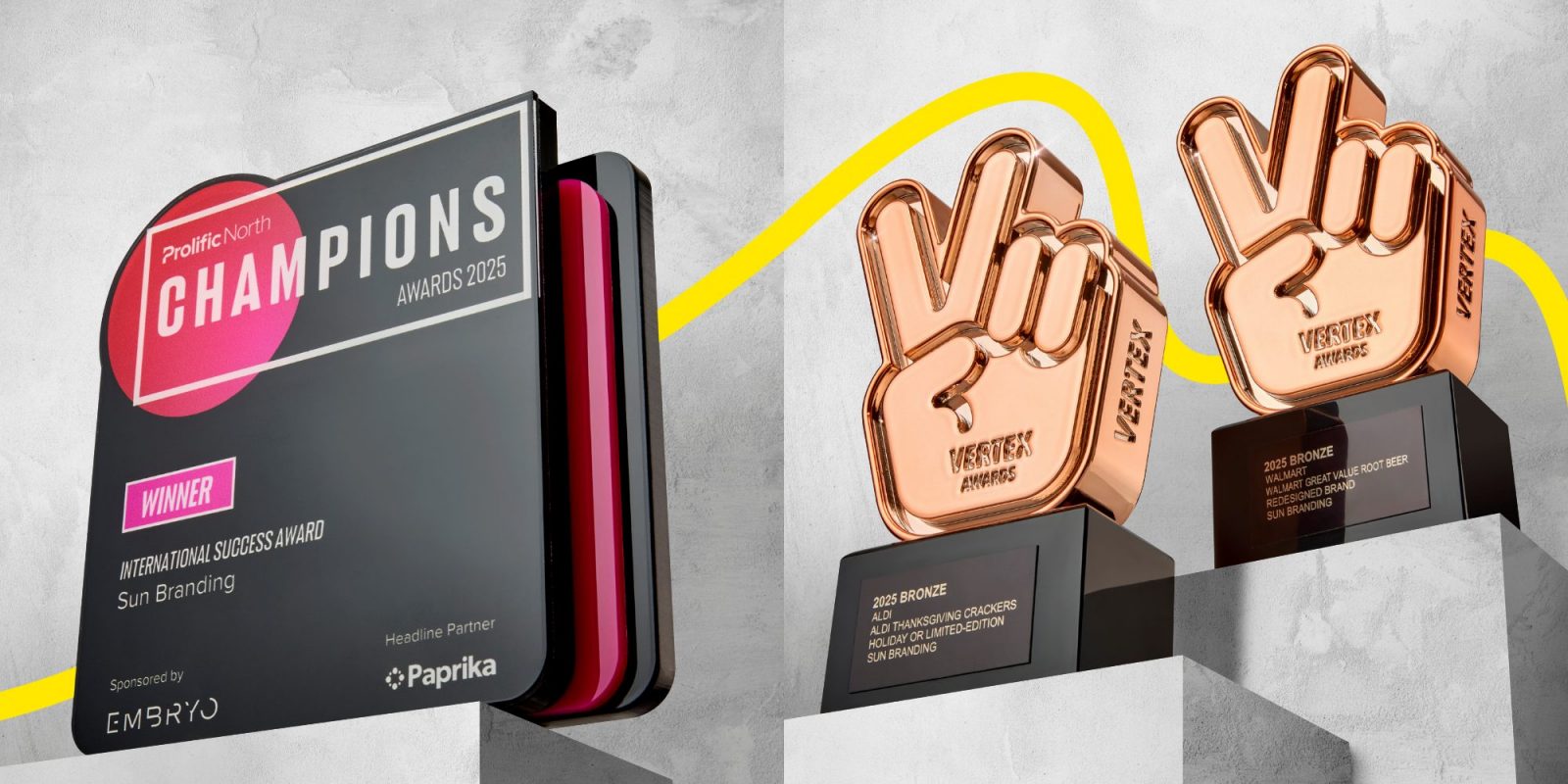 Image of Prolific North Champions award and Vertex awards