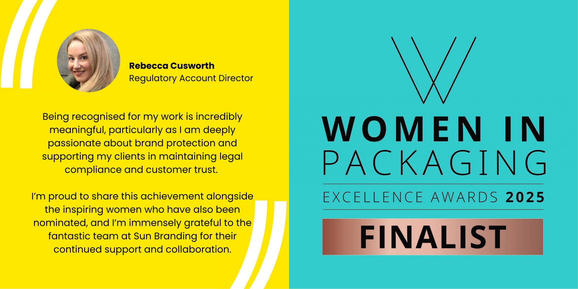 Rebecca's personal statement as a finalist in the Women in Packaging excellence awards