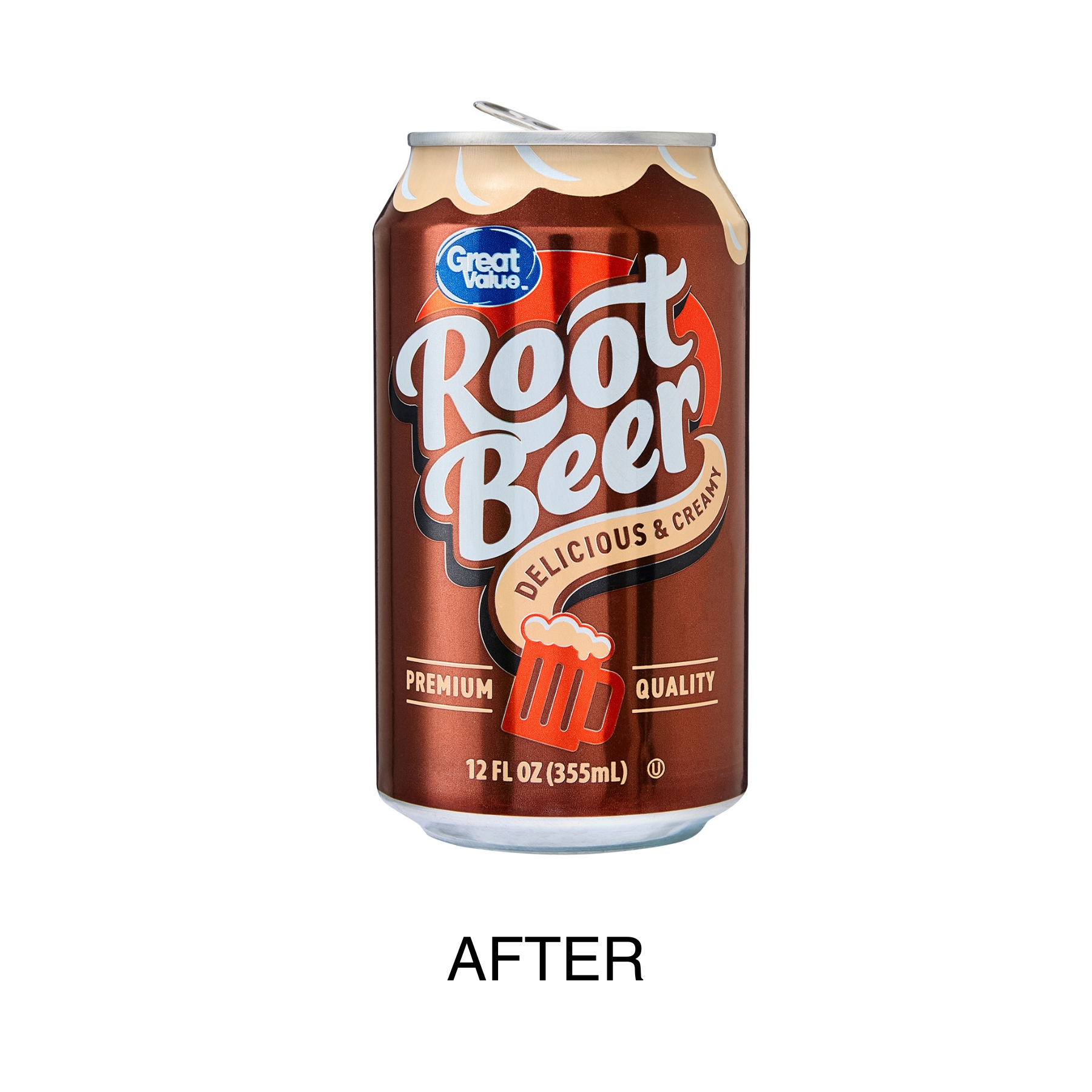 Walmart Great Value Root Beer packaging designed by Sun Branding
