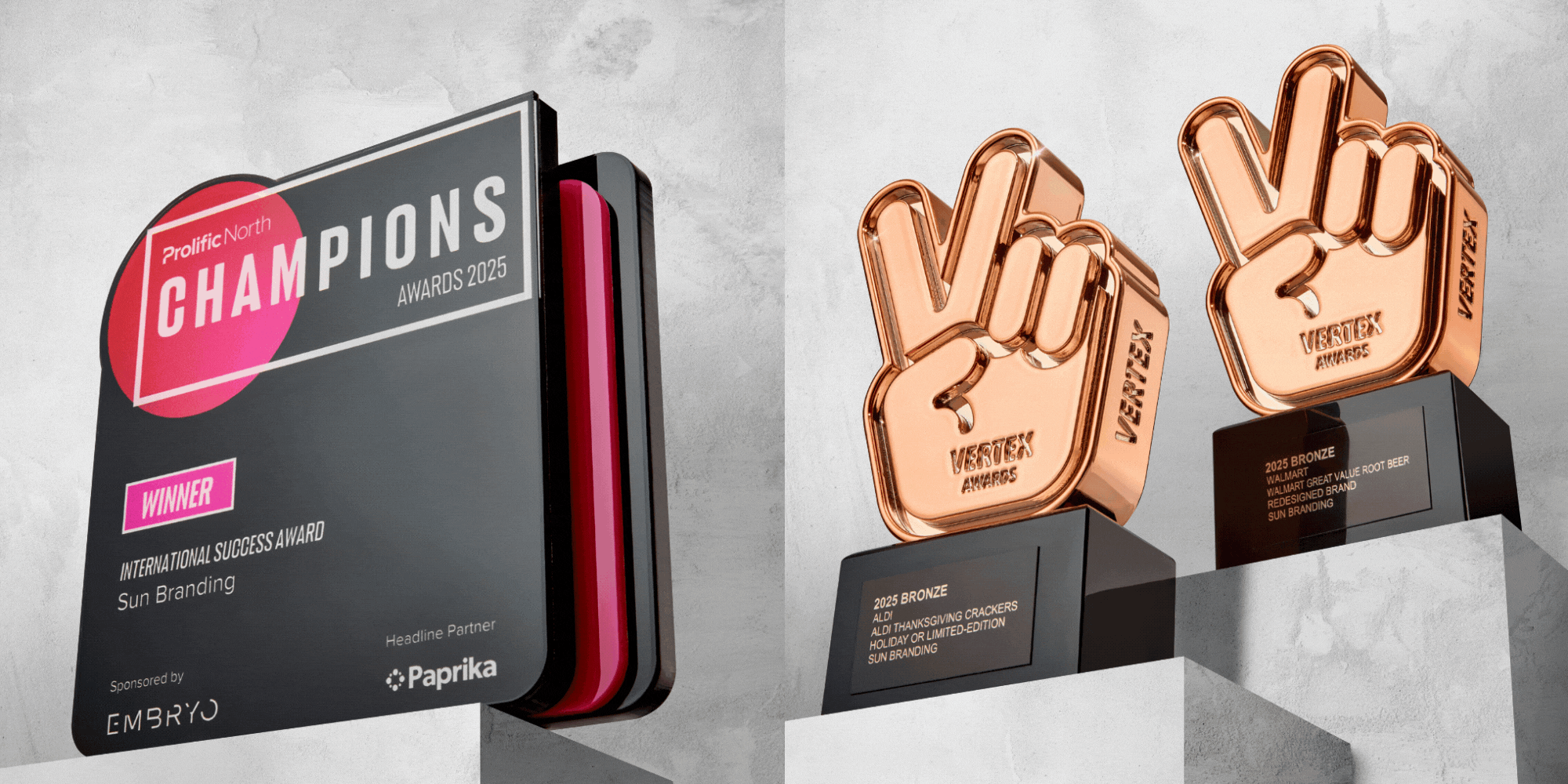 Image of Prolific North Champions award and Vertex awards